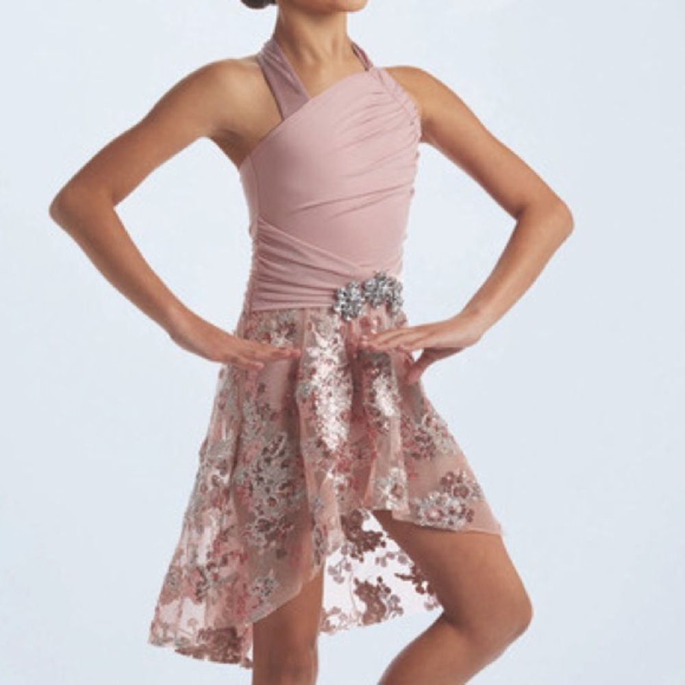 WEISSMAN Dance Costume pink mauve leotard dress Keep Breathing 16220 MC child